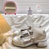 Beautiful silver Mary Jane high heels women's 2025 autumn new ballet temperament thick heel with skirt jk single shoes
