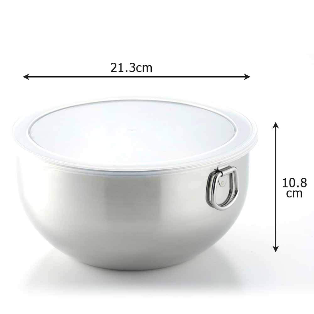 Shimomura Kikaku Bowl 20cm with Lid in Deep Storage Container for Food Temporary Easy Bread Stainless Mama 42745 [Made Japan] Preparation, Storage,