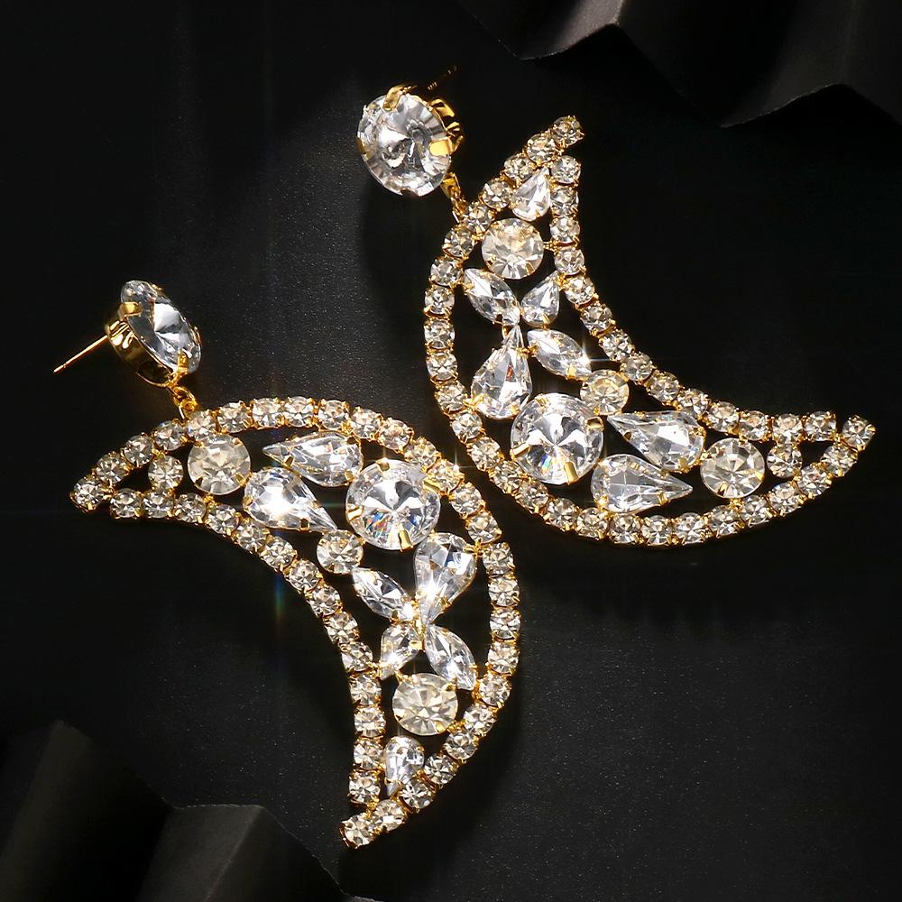 Diamond Simple Line Crescent náušnice ženské duté náušnice