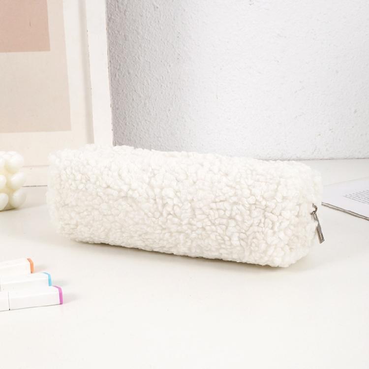 Zippered Pen Case Large Capacity Plush Pencil Case Large Compartment Travel Cosmetic Bag for Student Adult School Travel