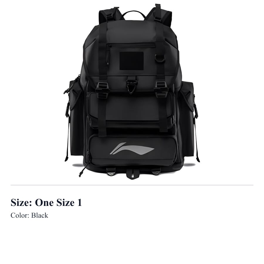 Li Ning LPL Collaboration Sports Life Collection Polyester Backpack Unisex Black ABSU179-1