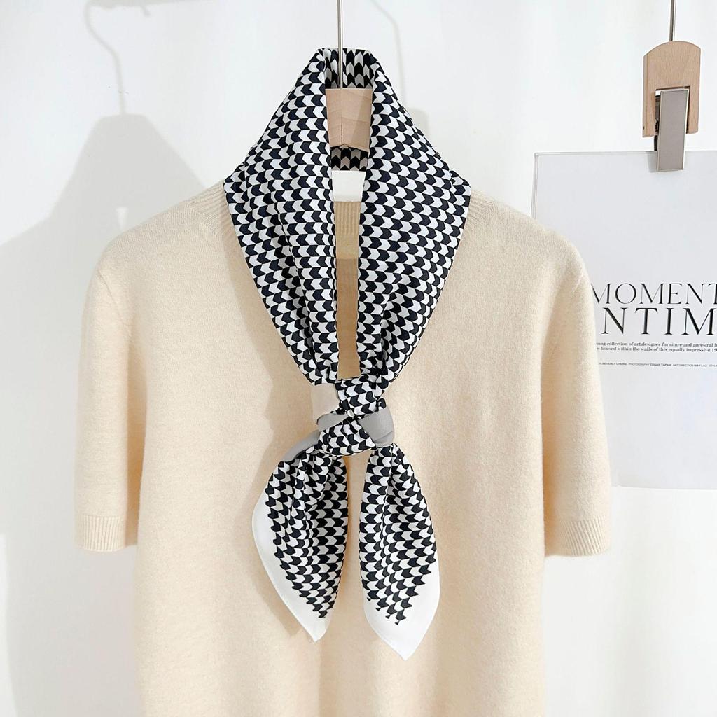 90×90 Großer Hochwertiger Schwarz-Weiß Gestreifter Schal: Professionelle Halsbekleidung, Stirnband & Sonnenschutz-Kopftuch