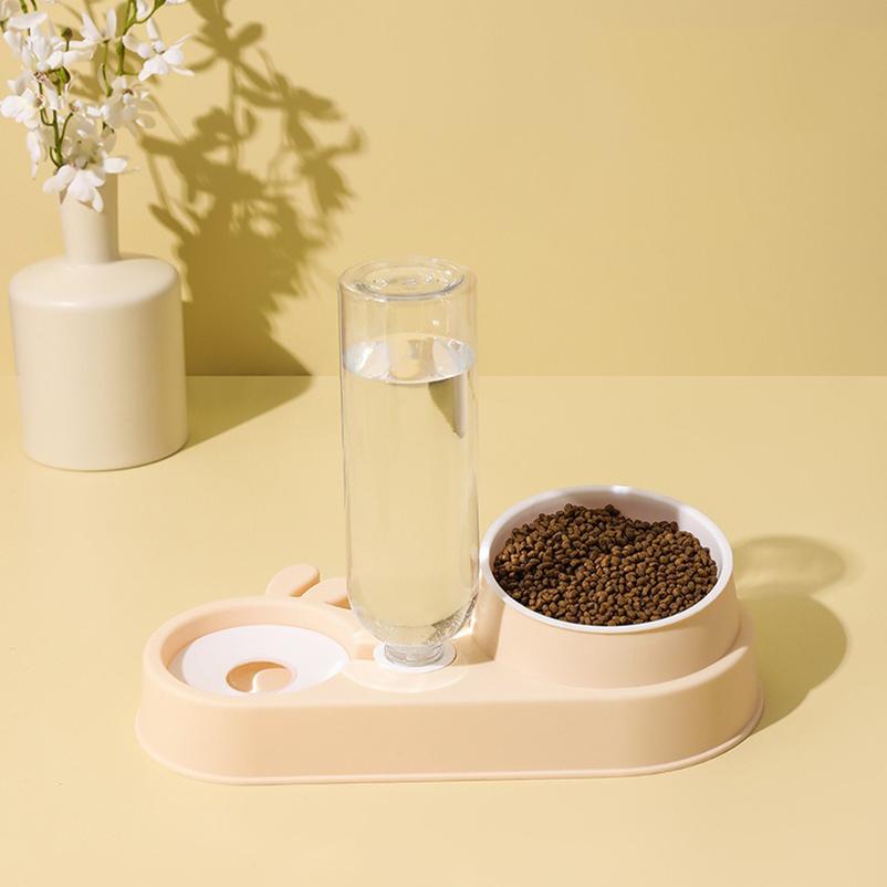 

Automatic Cat Feeder 2-in-1 Food Water Fountain Raised Stand Bowl For Pet Cats Dogs Drinking Dish