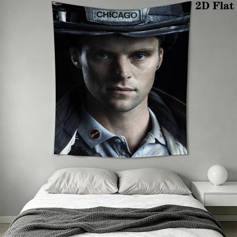 Chicago Fire Wall Tapestry Aesthetic Wall Hanging Printed Fabric Blanket Decorative Tapestries for Bedroom Living Room Home Decor