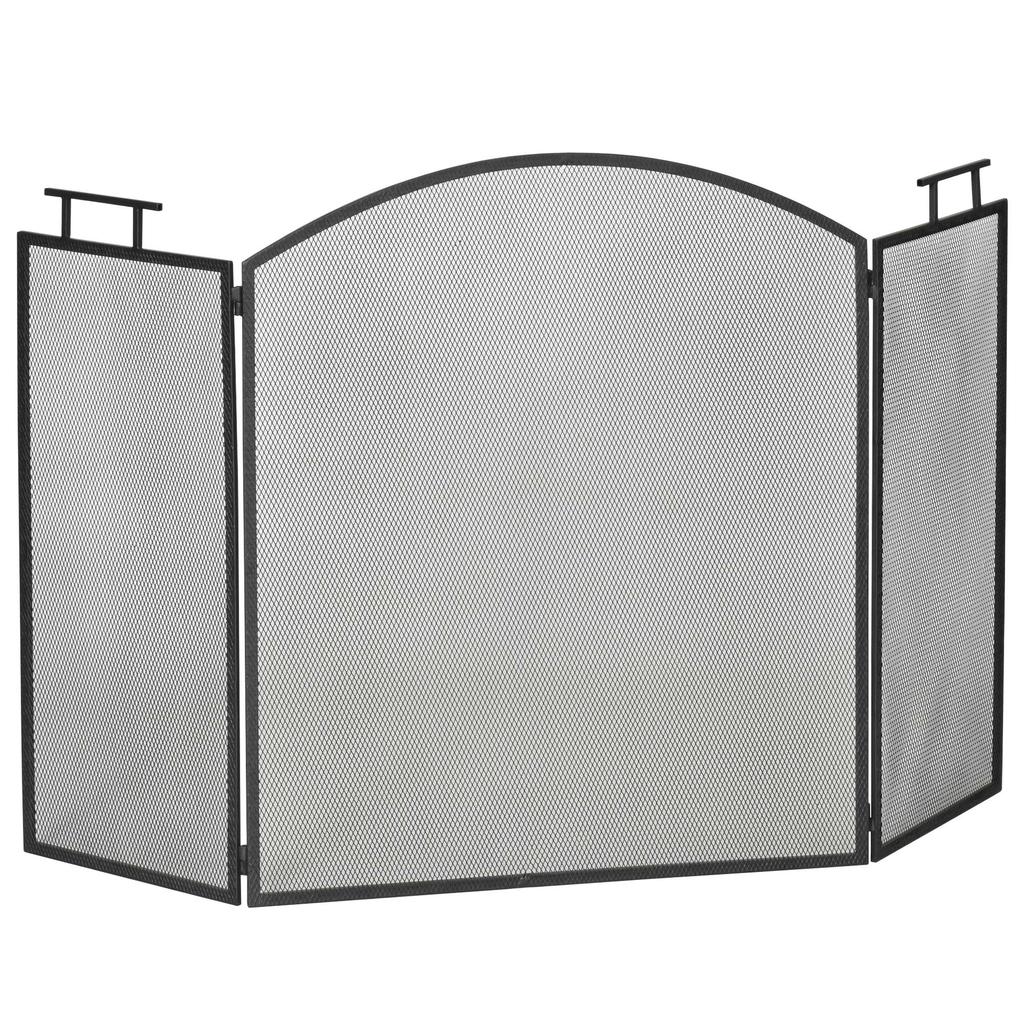 Protezione Scintille Pieghevole Parascintille Protezione Scintille Camino Parascintille Camino Schermo Antifuoco Parascintille Camino Parascintille Stufa Metallo 110 x 24 x 76,5 cm Nero