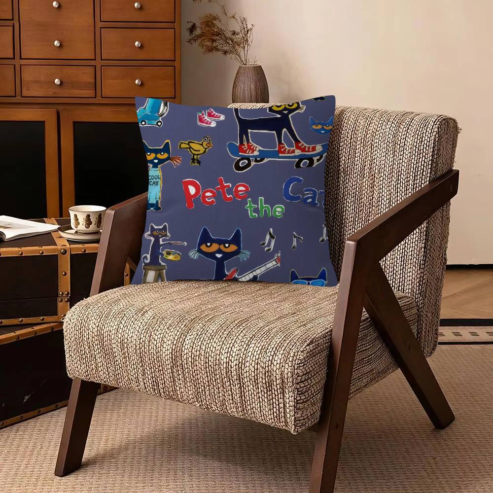Cartoon PPete Tthe CCat T Decorative Pillowcase Square Pillowcase Home Office Decorative Cushion Cover