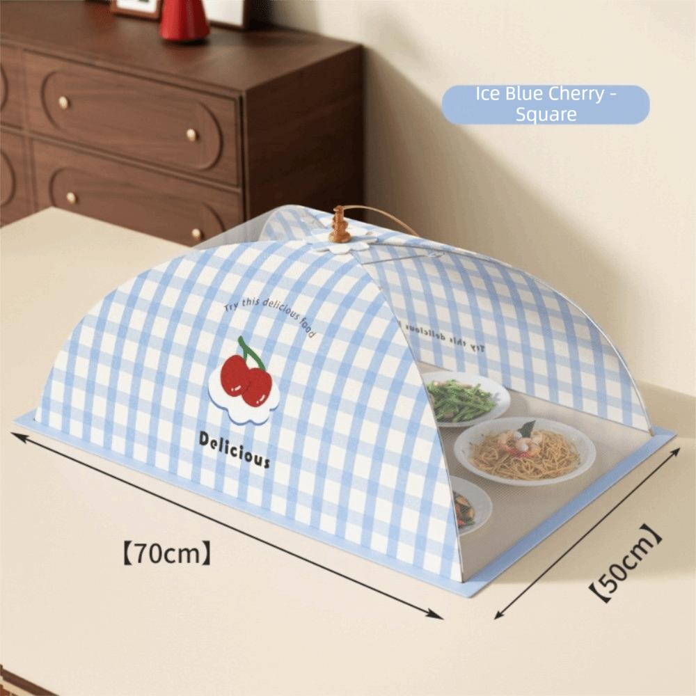 Breathable Food Cover Foldable Table Food Cover Mesh Design Kitchen Food Tent Food Storage Blue Square 70cm