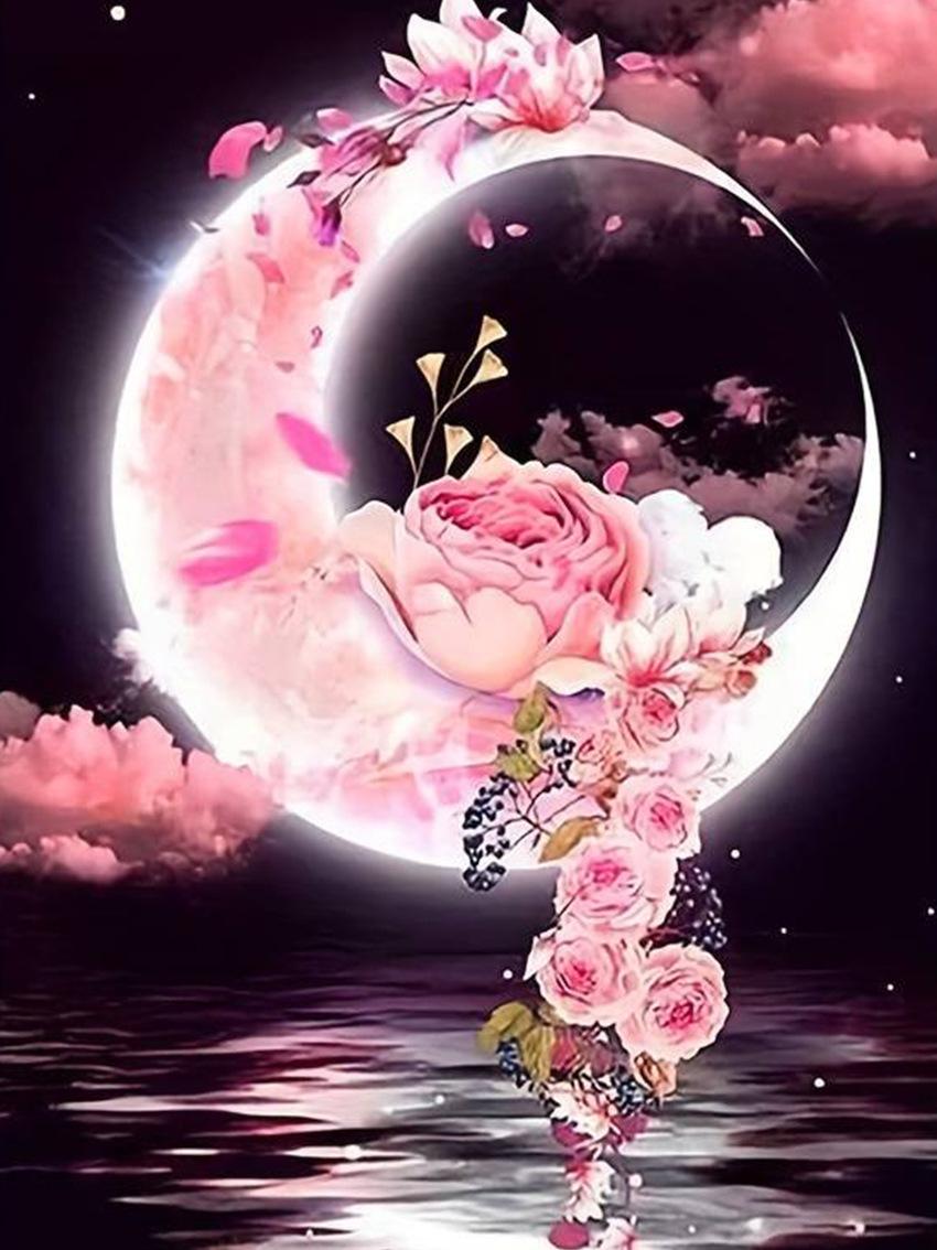 Diamond Painting 5D Full Diamond Painting DIY Square Diamond Round Diamond Home Landscape Moon Decoration Painting 30x40cm