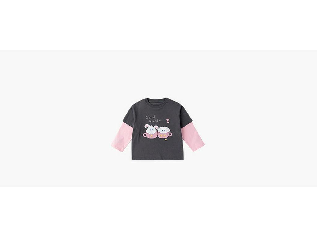 [7A Antibakteriell] Dudu Family Mädchen Langarm-Zwei-in-Eins-T-Shirt - Neuer Frühlingstil für kleine Mädchen