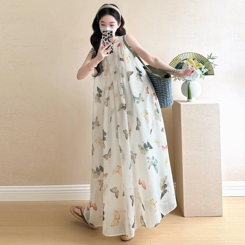 Real Shot Korean Linen Plus Size Maternity Pinafore for Summer M