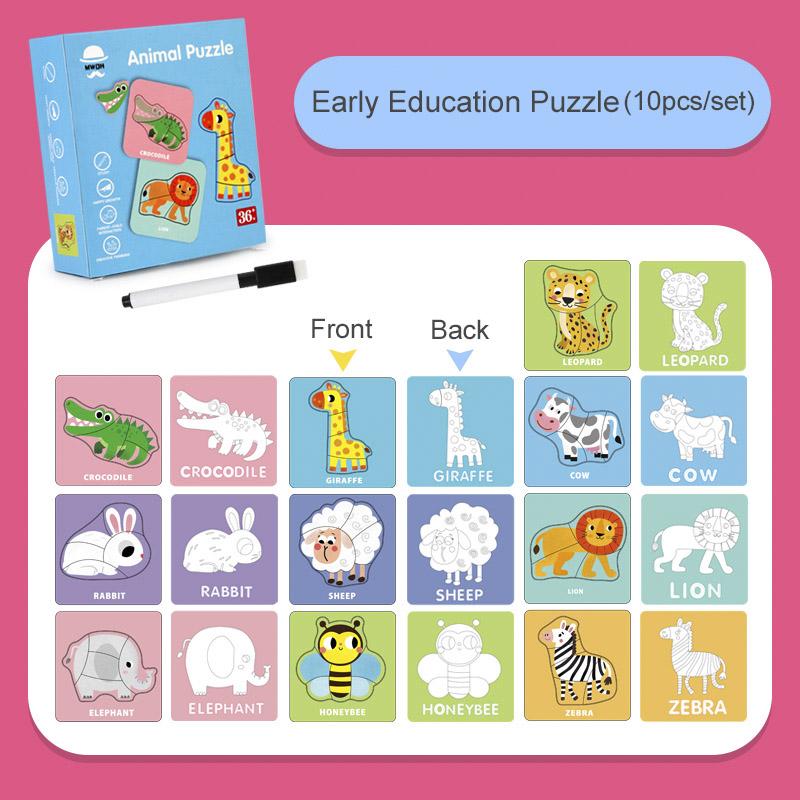 Non-Toxic Children'S Montessori Scene Puzzle Animal Traffic Dinosaur Early Education Cognitive Puzzle Educational Toys For Kids 2-5 Years