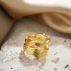 Classic Designer Geometric Irregular Ring for Women Stainless Steel Metal Hollow Out Striped Statement Knuckle Rings Wed Jewelry