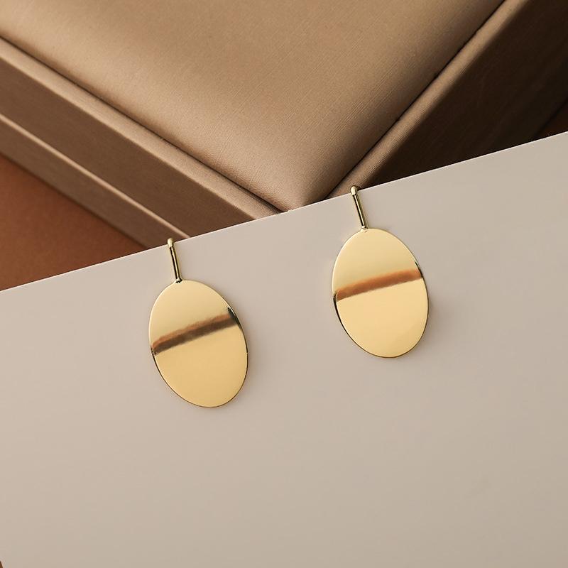 1 Pair Women Drop Copper Earrings Earrings Golden Geometric Oval Gold Simple  Hypoallergenic Everyday Jewelry Girls