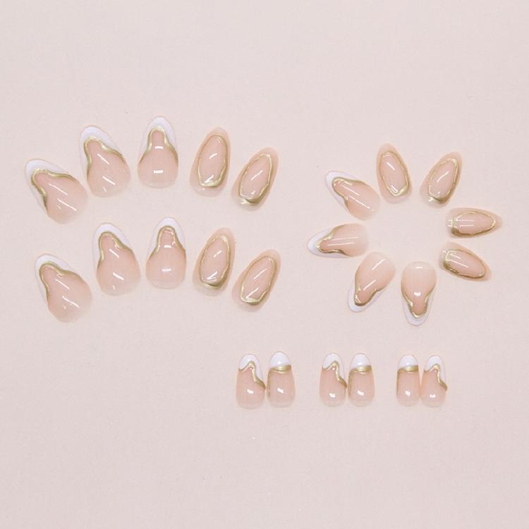 24 künstliche Fingernägel zum Aufkleben, Mandelform, French-Design, künstliche Nägel, Geschenk für Frauen und Mädchen