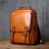 NZPJ Genuine Leather Men's Backpack Natural Cowhide Schoolbag Fashion Computer Bag Casual Men's Bag Suitable For 16 Inch Laptop