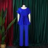2026 Sommer 2-teilige Sets Damen Outfits Lange Hosen Einfarbige Blusen Gürtel Hosen Gerade Elegant Bürokleidung Kleidung Hosenanzüge