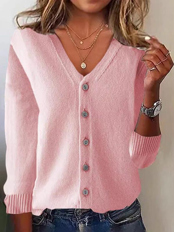 Women's Long Sleeve Knitted Cardigan: Plus Size Spring-Summer Sweater Coat