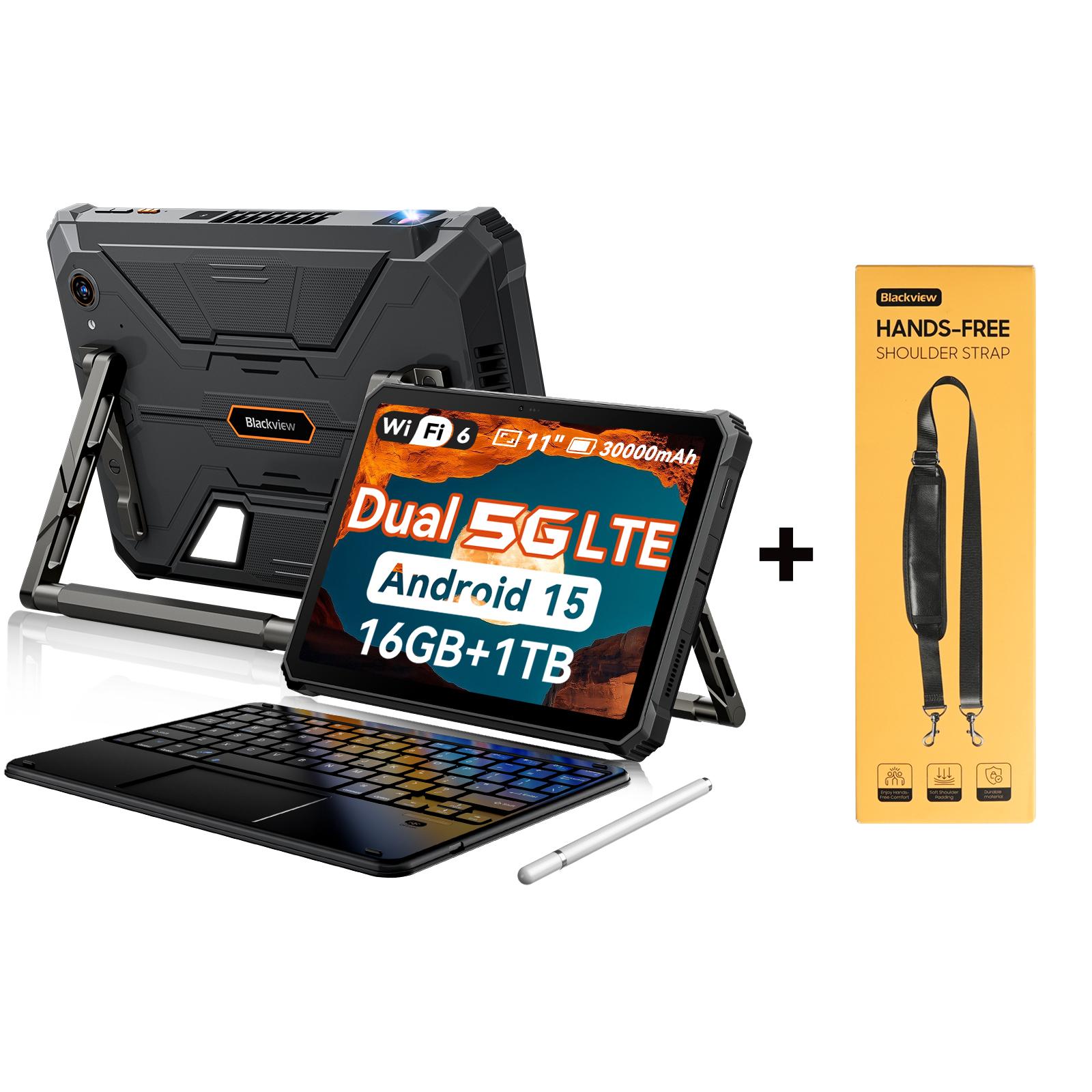 Blackview Active 12 Pro Robuuste Tablets Android 15 11inch 12GB 256GB/16GB 1TB Tablet PC 30000mAh 90hz with keyboard+1*strap zwart