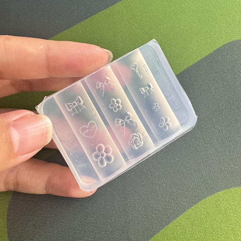 Silicone Nails Mold Plaid Bow Flower Reusable Templates Stamping 3D Diy Design Nail Art Parts Decorations Tools