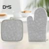 Heat Resistant 2Pcs/Set Baking Mitten Anti Scalding Cotton Flax Hand Protective Potholder Oven Gloves