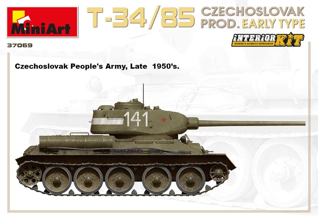 Miniart Scale Czechoslovakian Early Model Full Interior Plastic Model Kit MA37069 1/35 T-34/85