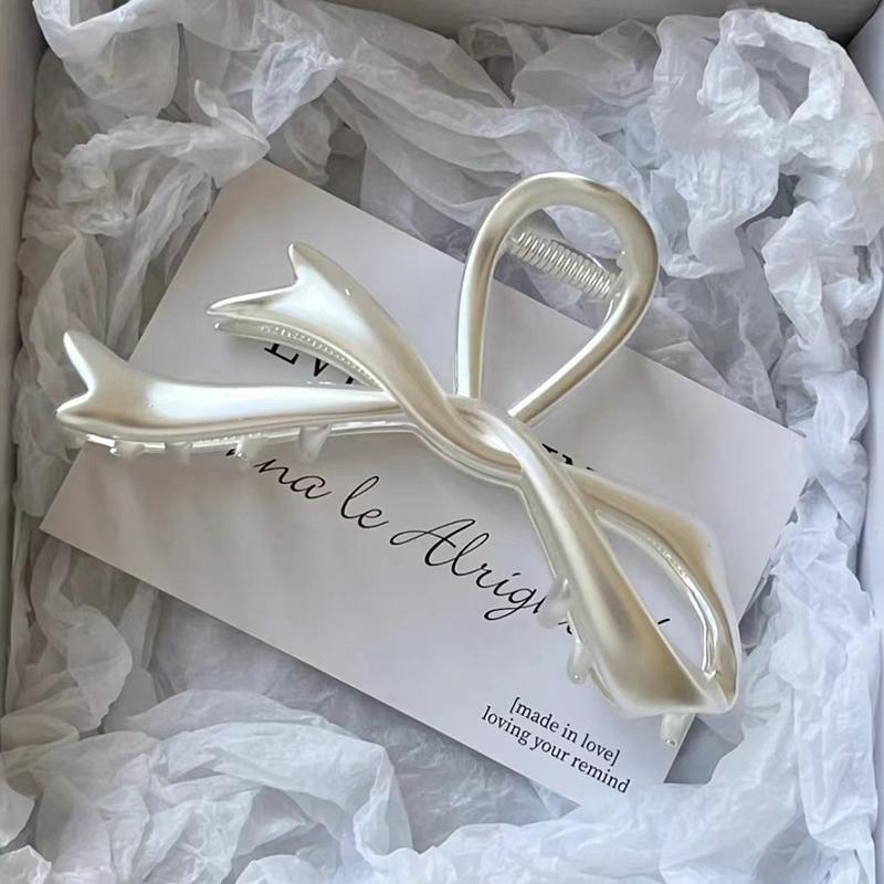 2023 Metal Claw Clip Bow Knot Metal Shark Clip Silver Hair Claw Style Advanced Versatile Back Head Spoon Hair Ornament Headwear
