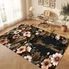 Floral Garden Theme Crystal Velvet Floor Rug Personalized Custom Name Text Warm Carpet Home Decoration