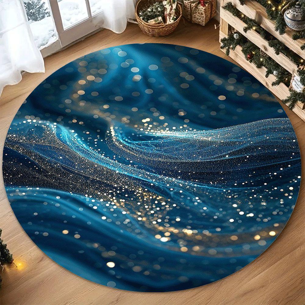 Round Abstract Galaxy Pattern Flannel Rug Printed Design Cosmic Decor Soft Anti Slip Carpet For Living Room And Meditation Area