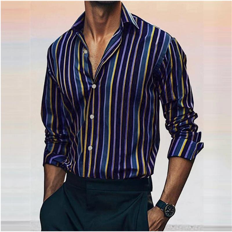 Men's Casual Striped Plaid Lines Are Soft and Comfortable Spring and Summer Button Fashion Design