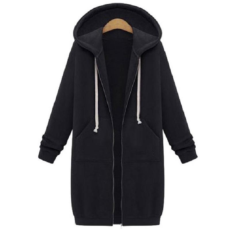 Women Long Sleeve Zip Up Hooded Hoodie Jacket Jumper Cardigan Coat Size Plus