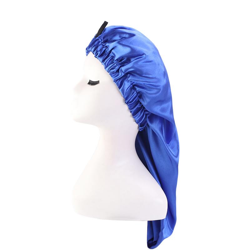 Satin Nightcap, Elastic Buckle Long Tube Hair Care Cap, Dual-Purpose Long Hair Cap, Shower Cap, Headscarf Hat