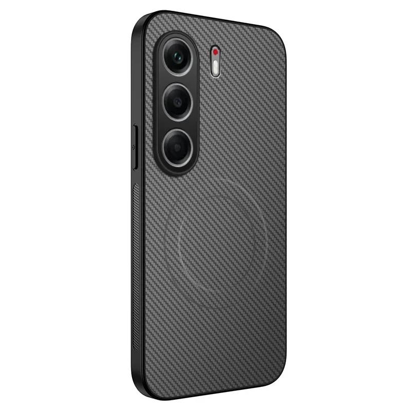 Carbon Fiber Texture Phone Case For Tecno Camon 40 Pro Premier 4G 5G Magnetic Wireless Charging Silicone Soft Back Cover Cases