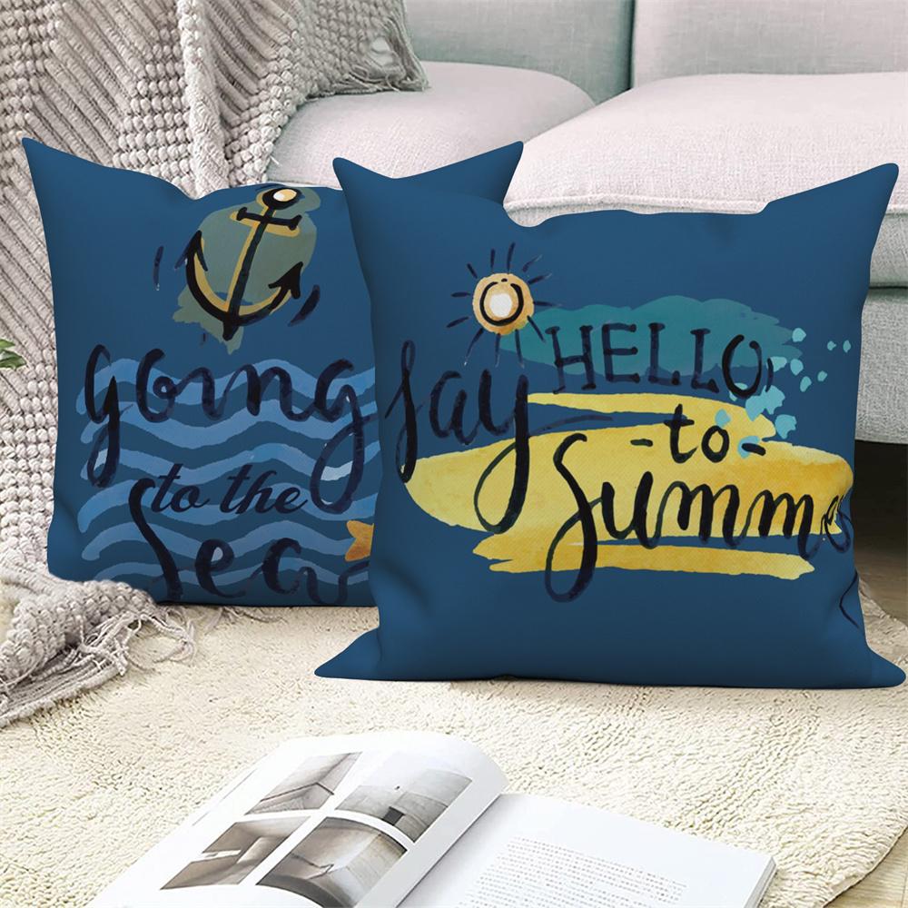 Home Sofa Office Cushion Pillowcase  Summer Vacation Alphabet Printed