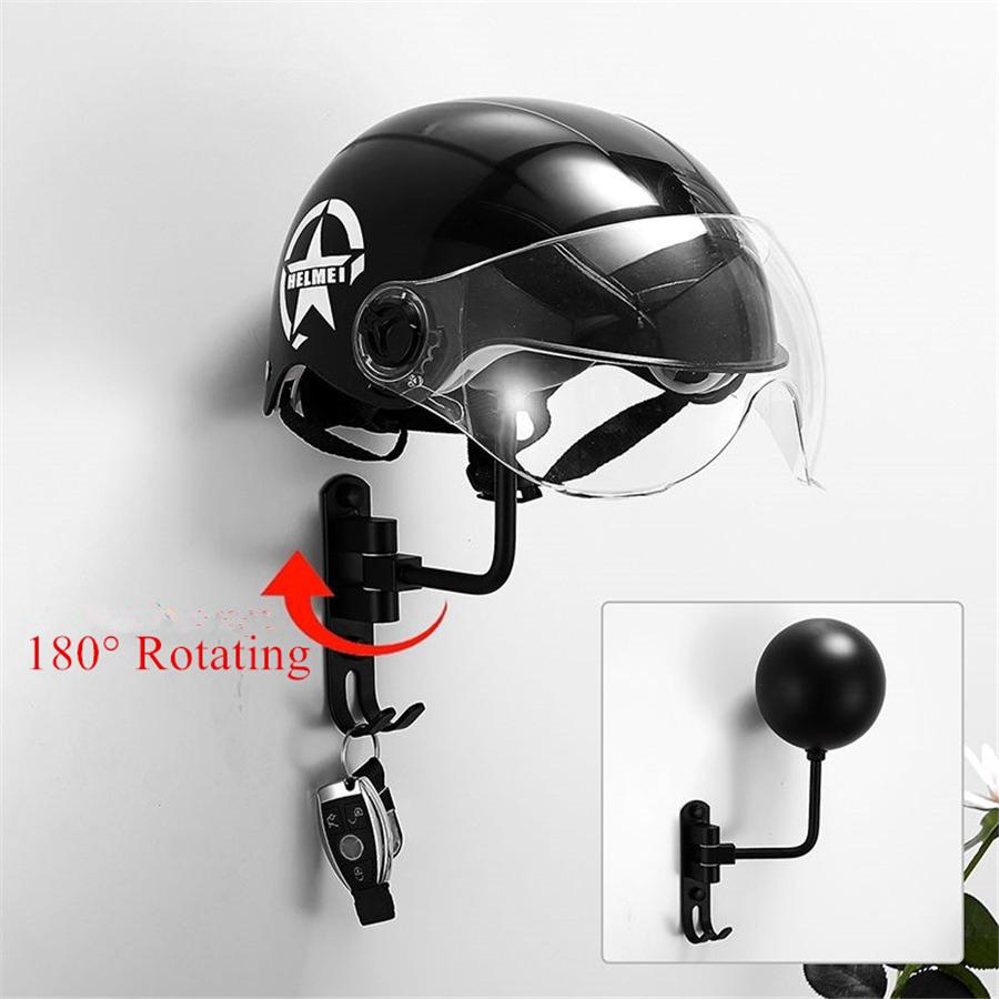 Wall Hanging Free Punching 180 Rotating Motorcycle Bike Helmet Holder Hook 1PC