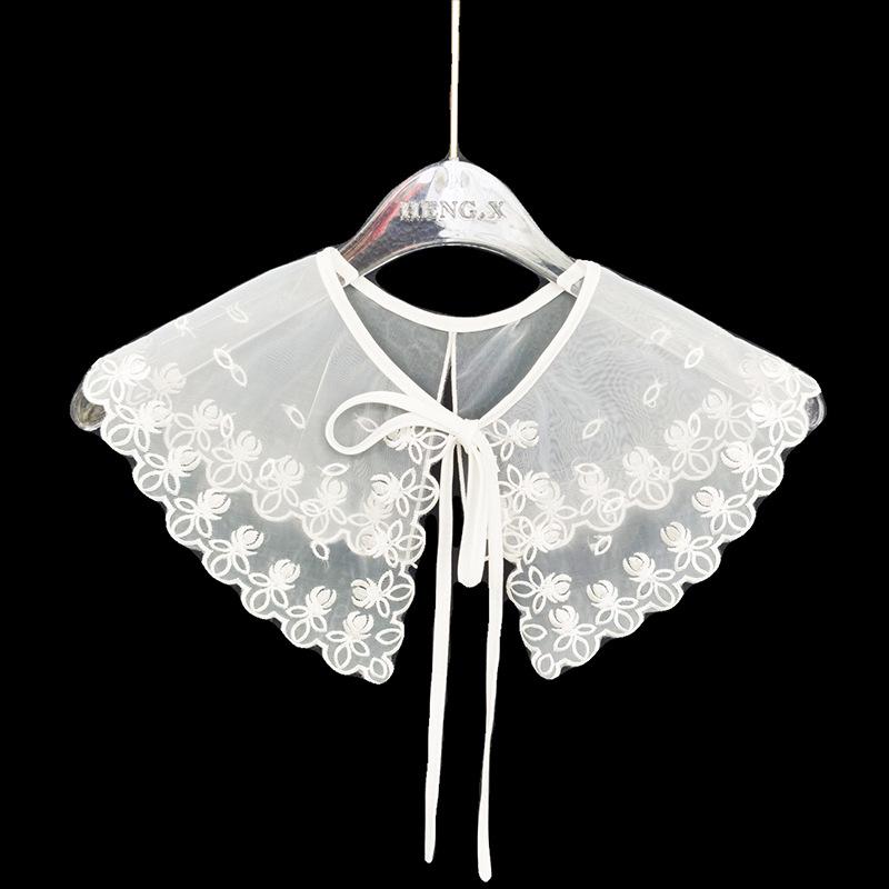 Guler universal dublu din dantelă florală și fundă pentru femei