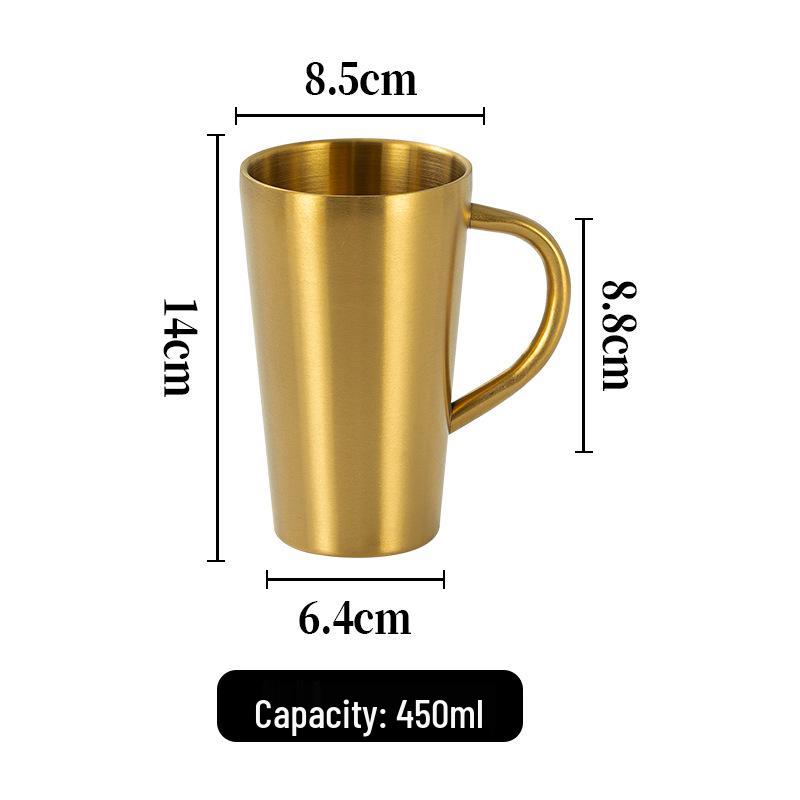 Taza Termo Aislada de Doble Pared de Acero Inoxidable 304 con Asa - Dorada