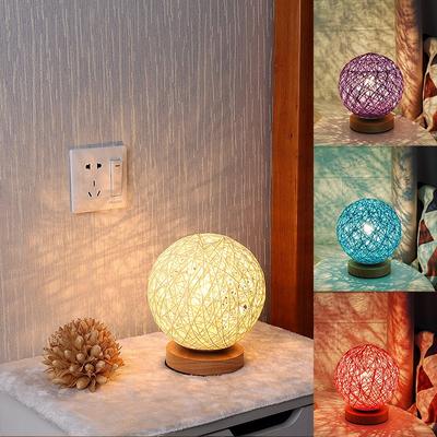 Kreative Tischlampe Handgestrickter Lampenschirm Holz Mondlampe USB Schlafzimmer Zuhause Hochzeitsdekoration Mondlicht Nachtlicht
