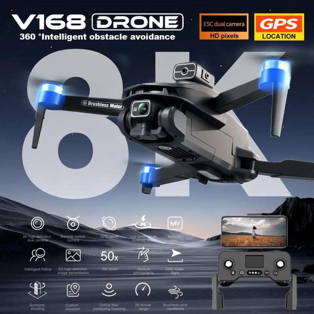 Originale V168 MAX Drone 8K HD GPS Camera Drone RC Intelligente Ostacolo Evitamento 5G WIFI FPV Fotografia Aerea Quadcopter Dron Giocattolo nero