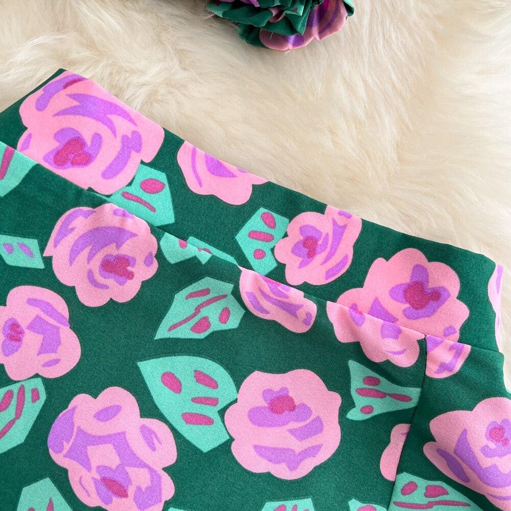 Seaside Holiday Suit Women's Neck Slim Short Top Two Piece Set High Waist Floral Split Skirt Summer New