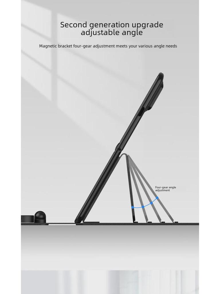 Huawei Honor Magic V2 Folding Screen Tablet Case: Solid Color Leather Keyboard Stand with Bluetooth Wireless.