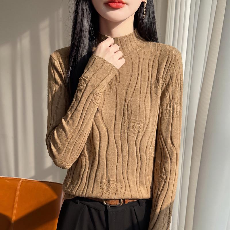 Autumn/Winter Slim Knit Sweater for Women - Half-High Collar Pullover, Korean Style