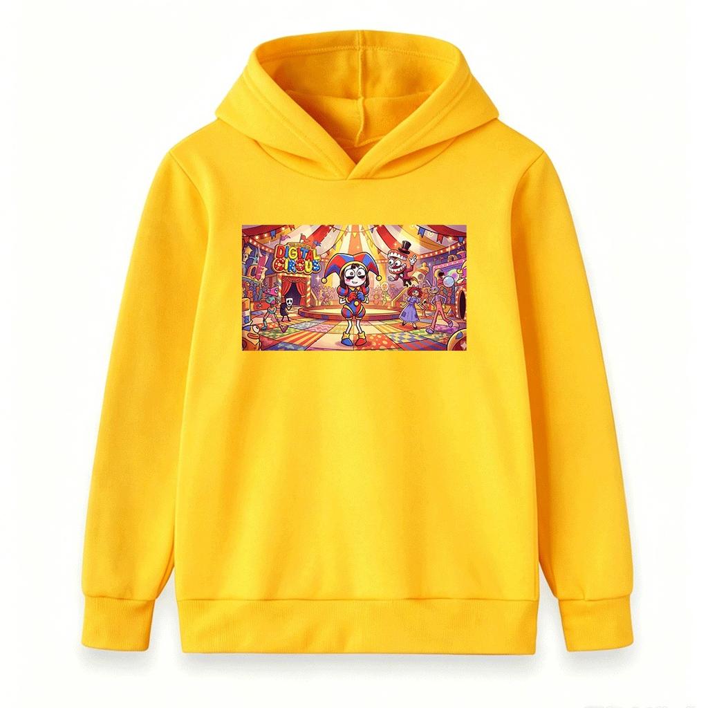 Kids Boys Girls Hoodie Sweatshirt, Cartoon Digital Circus Print Casual Pullover Top for Children Daily Wear