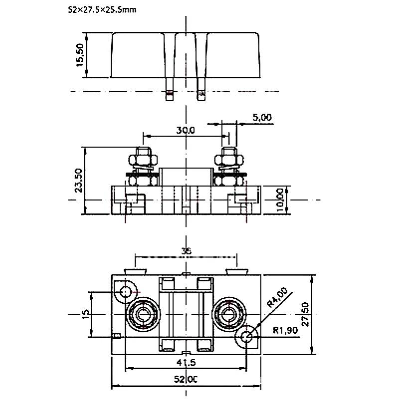1Set ANS-H Small Fork Bolt Fuse Holder, Electric Vehicle Bolt Fuse Box, Xiaoping Insert Fuse Box