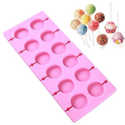 Moule à sucettes en silicone rond Outils de cuisson pour bonbons et gâteaux Moule de décoration pour chocolats et pâtisseries Fabricant de sucettes d'anniversaire