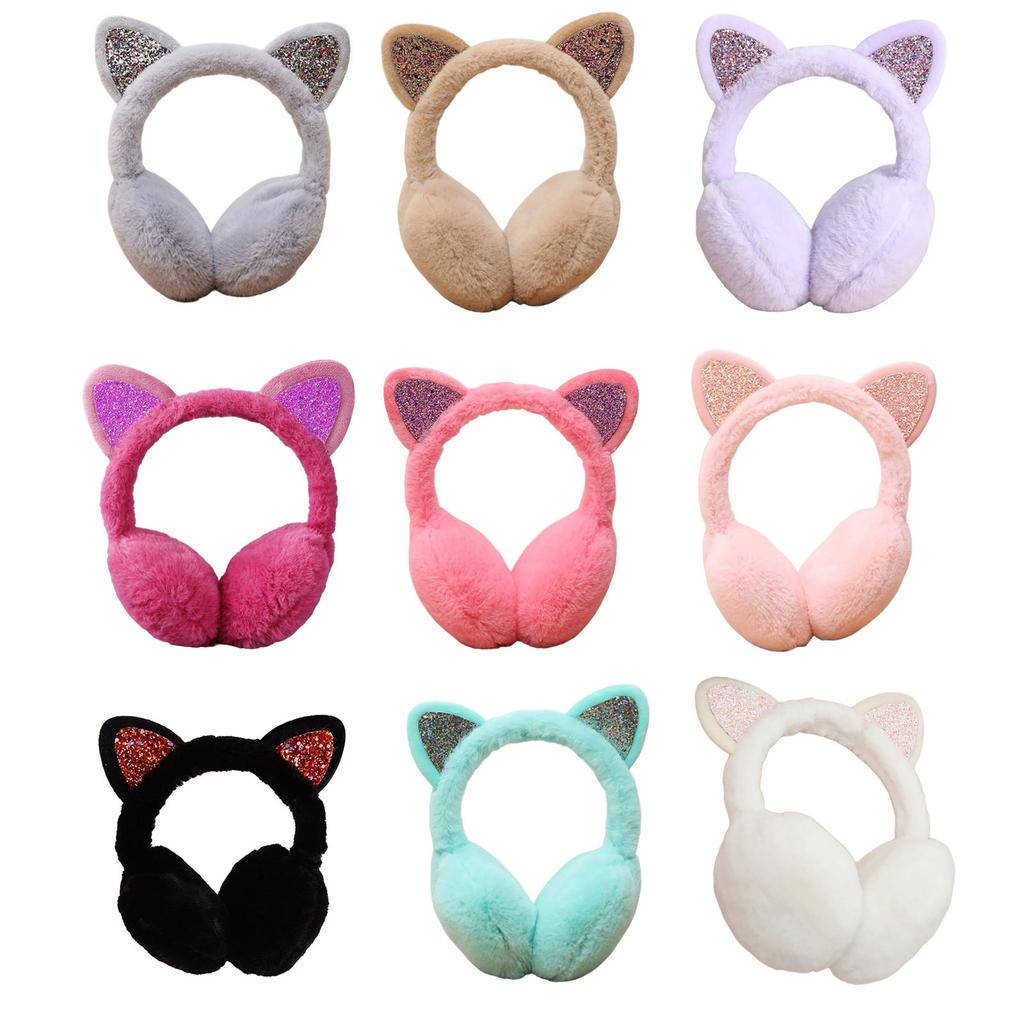 Fashionable Ear Muffs for Women Girl with Cat Ear Folding Comfortable Ear Protectors for Easy Storage Winter Headwear