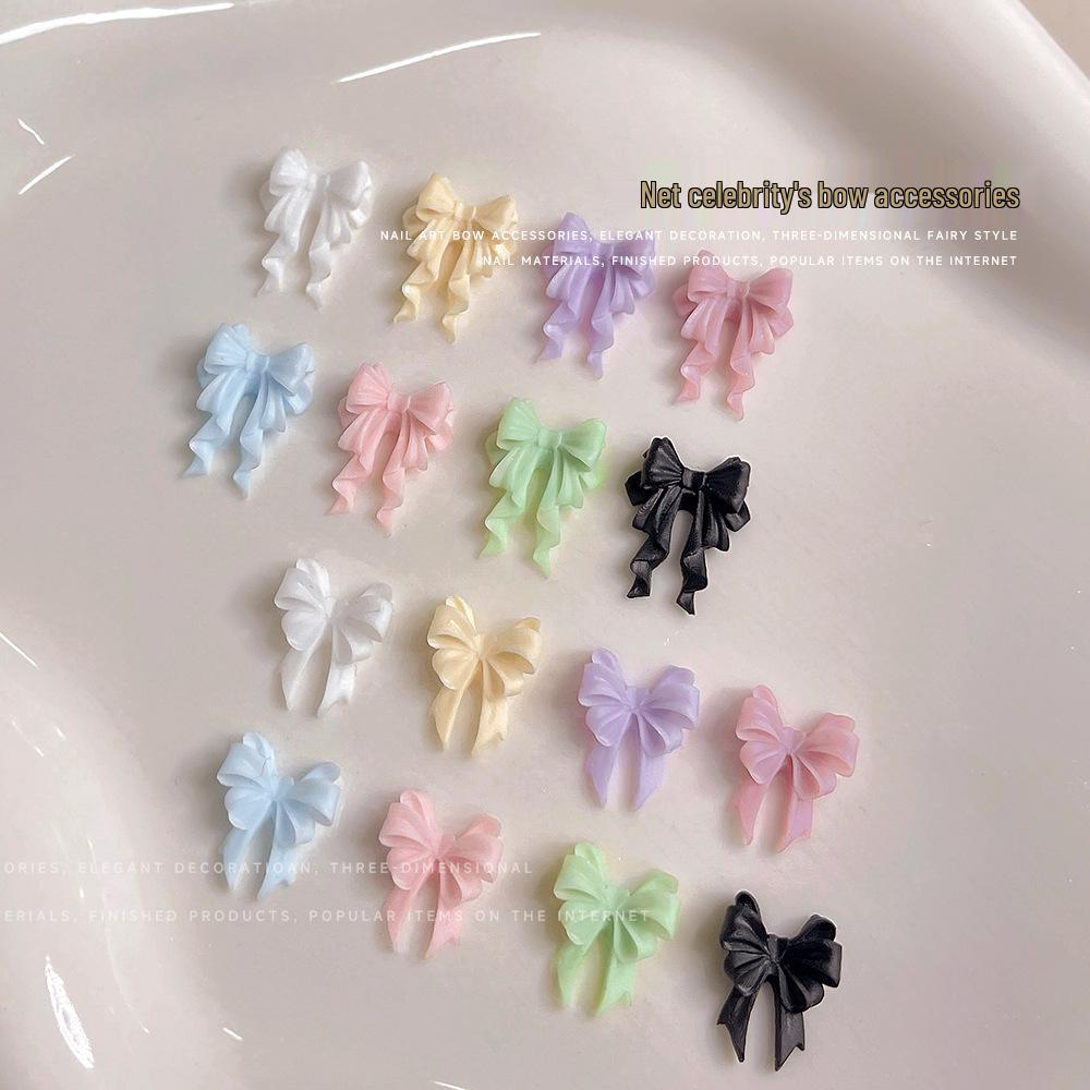 Japanese Macaron Ribbon Bow Resin 3D Nail Art Accessories
