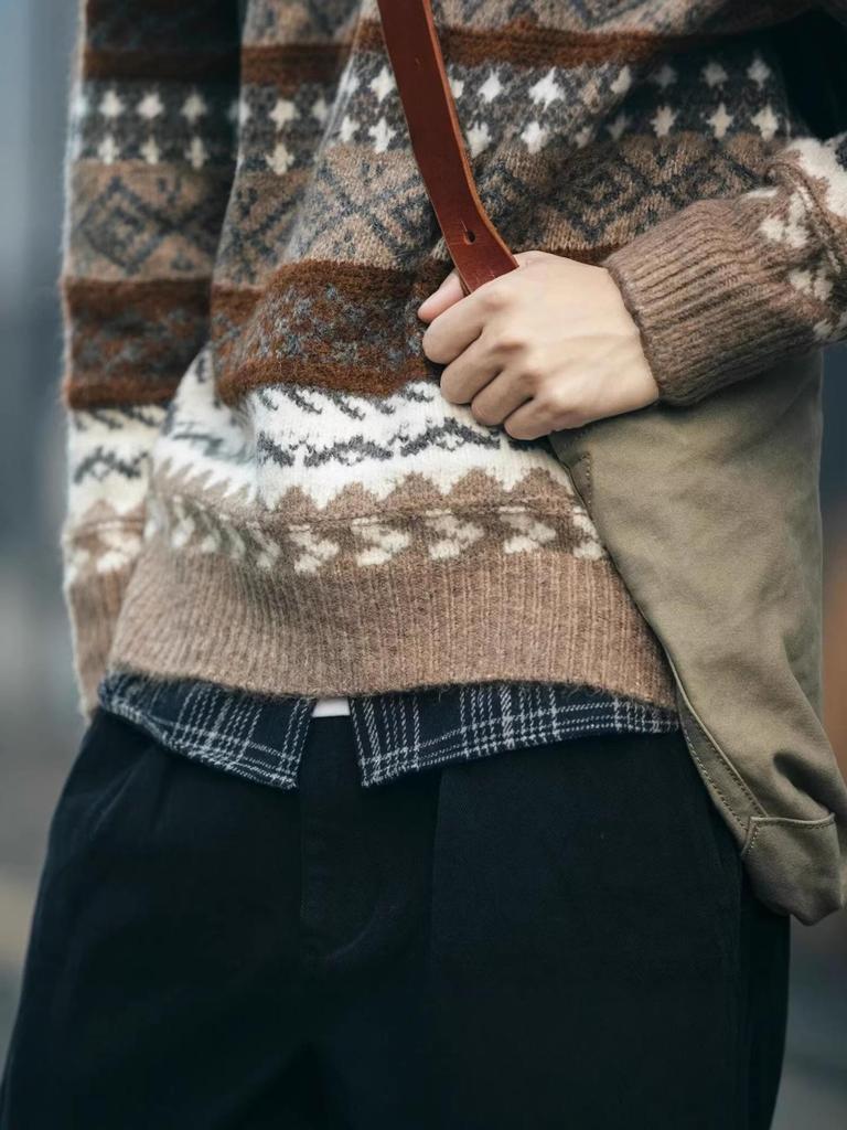 Men's Retro Winter Thick Knitwear - Korean & Japanese Trendy Outerwear