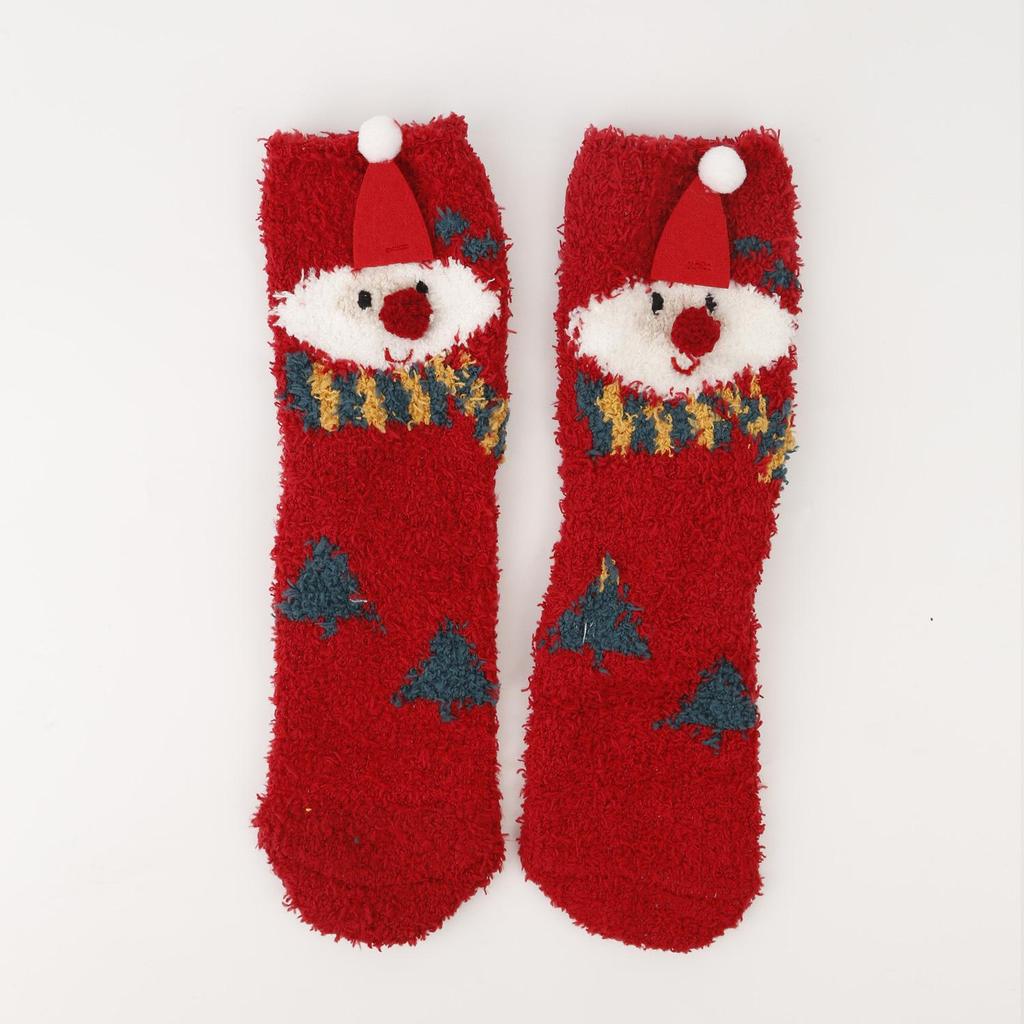 Christmas Cartoon Coral Fleece Sleep Socks - Thickened Velvet-Lined Floor Socks