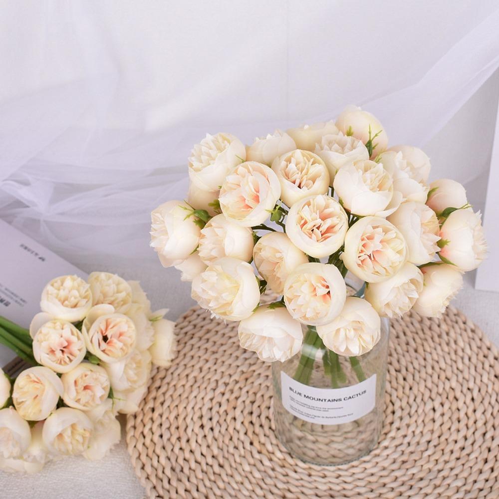 

Чайная роза Эмуляция пиона 27 голов Цветок невесты DIY Искусственный букет пионов Сад розовый