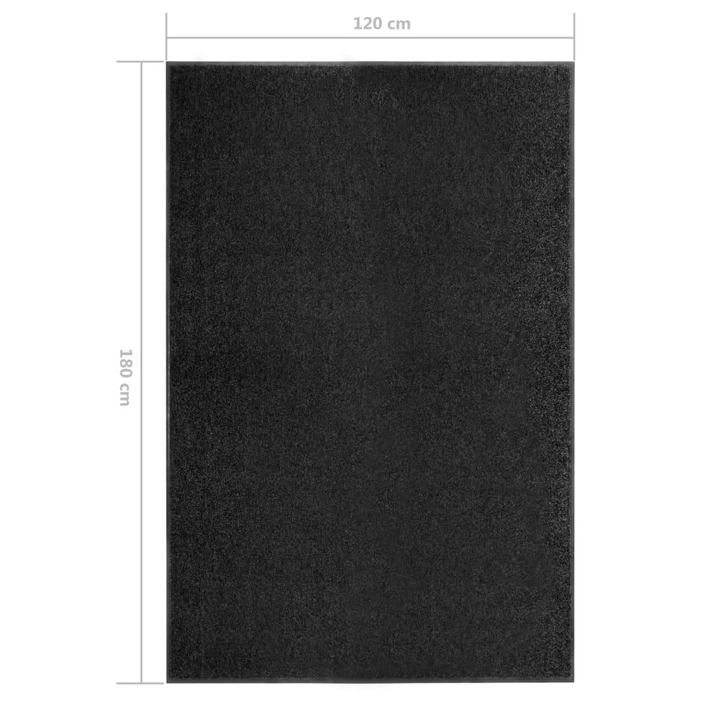 Washable Doormat Black 120x180 cm